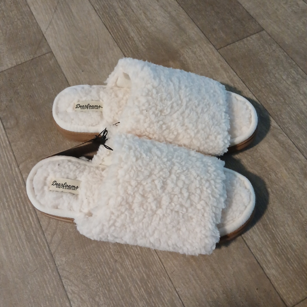Fleece Slippers Womens XL 11 - 12 Memory Foam Dearfoams